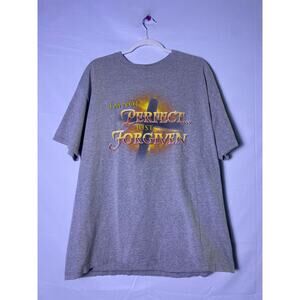 Vintage "I'm Not Perfect. Just Forgiven" Gray Christian Graphic Shirt Men's XL
